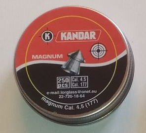 Śrut 4,5mm 250szt ostry, metalowe opakowanie.